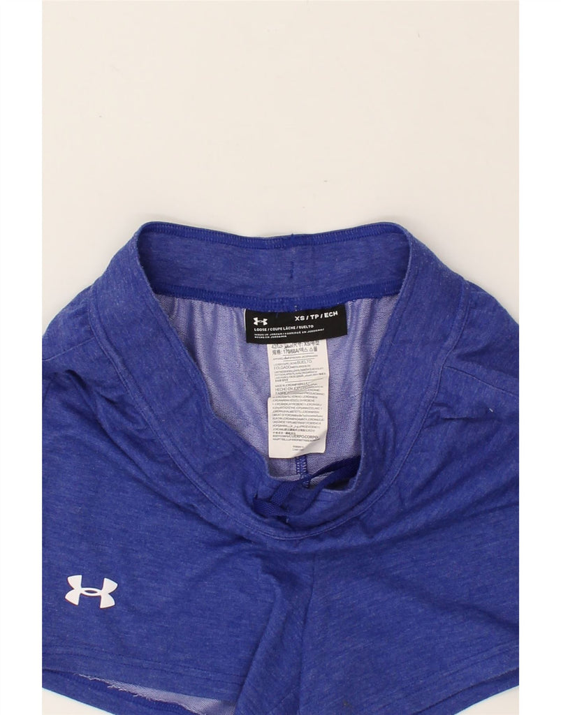 UNDER ARMOUR Womens Graphic Sport Shorts UK 6 XS Blue Rayon | Vintage Under Armour | Thrift | Second-Hand Under Armour | Used Clothing | Messina Hembry 