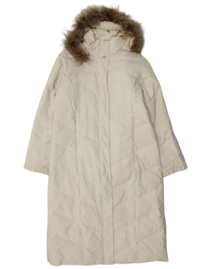 Conte of Florence Womens Hooded Padded Coat IT 44 Medium Off White