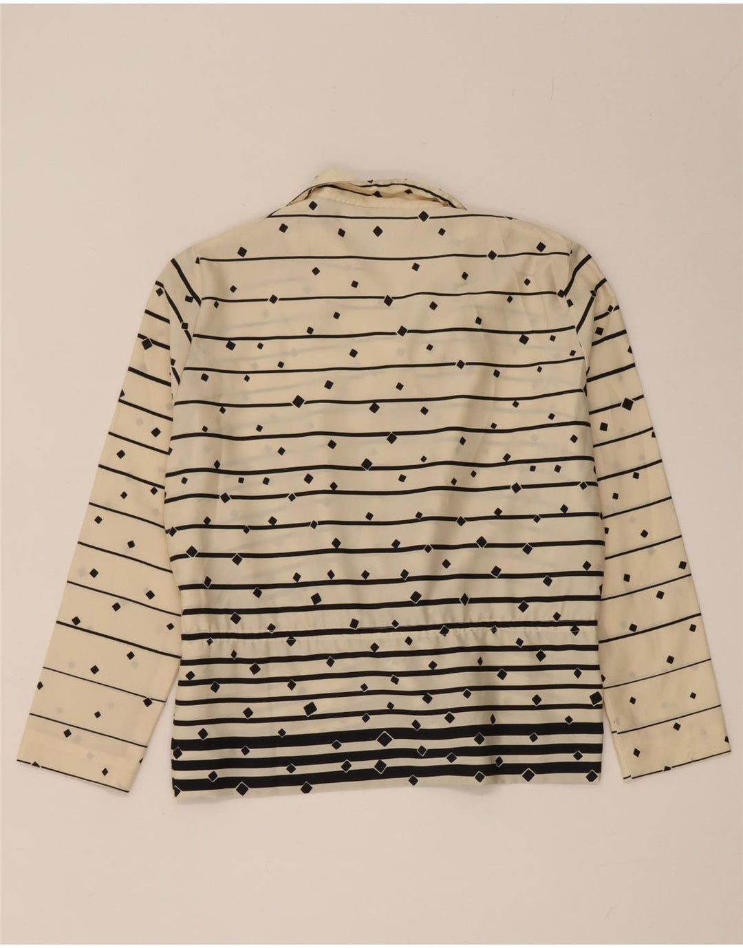 Vintage Womens Long Sleeve Blouse Top UK 14 Medium White Striped