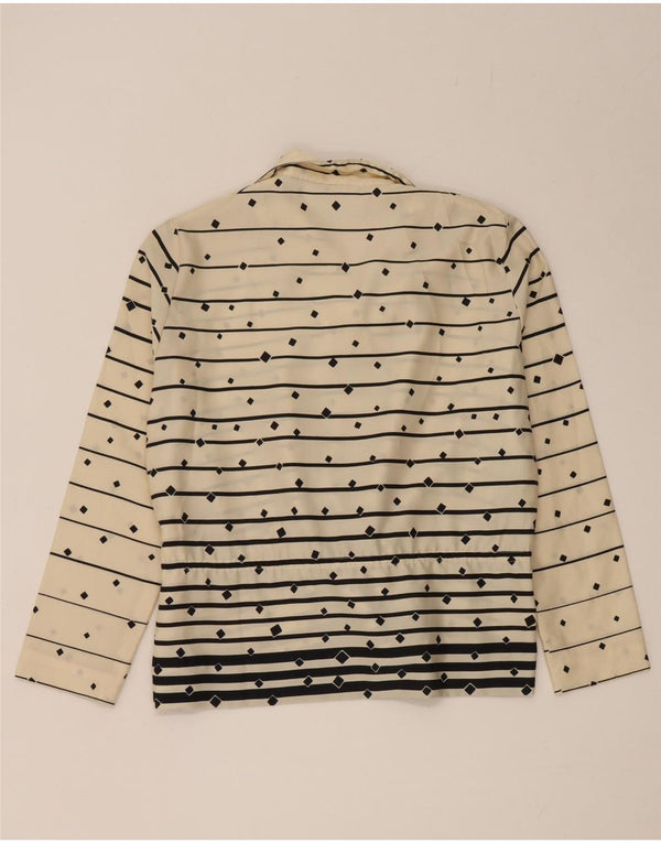 Vintage Womens Long Sleeve Blouse Top UK 14 Medium White Striped