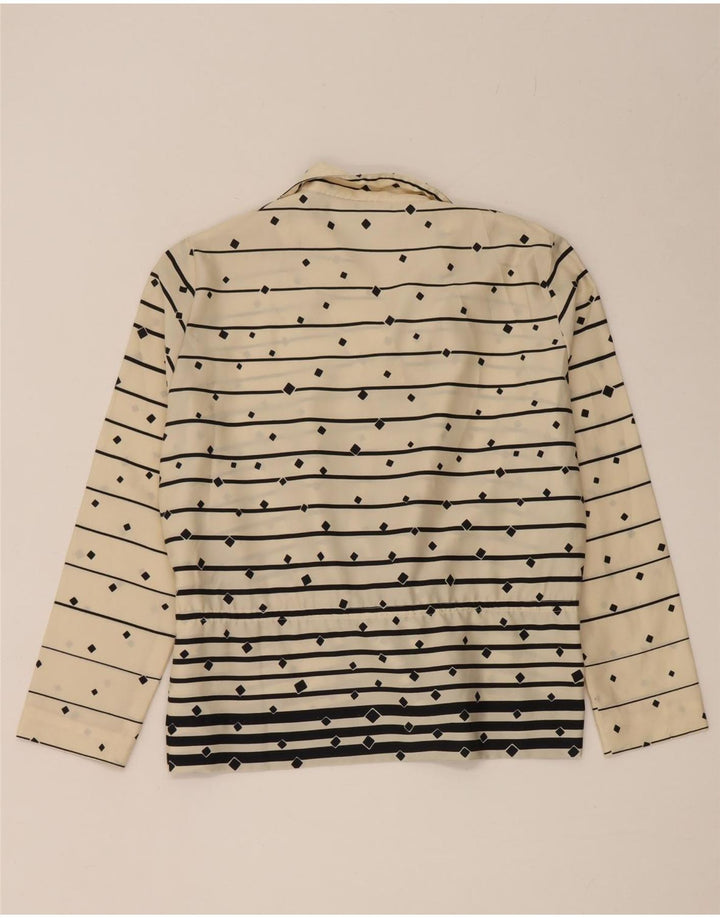 Vintage Womens Long Sleeve Blouse Top UK 14 Medium White Striped