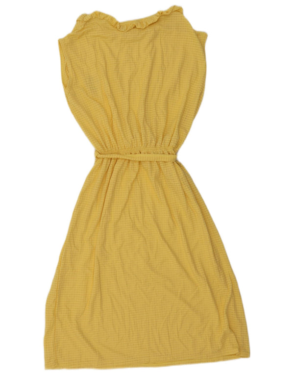 Vintage Womens Sleeveless Basic Dress UK 12 Medium Yellow Striped