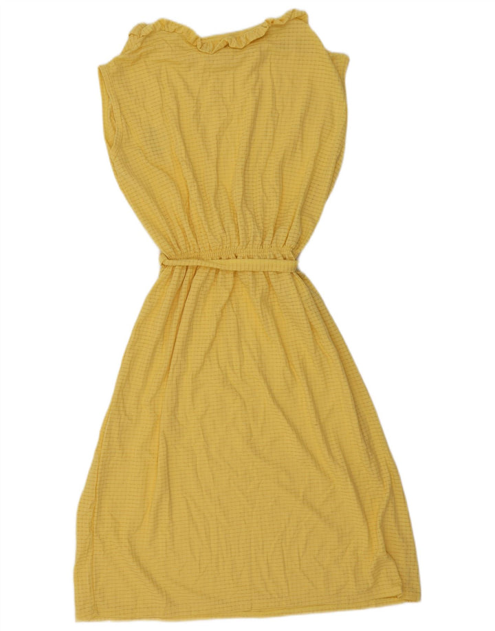 Vintage Womens Sleeveless Basic Dress UK 12 Medium Yellow Striped