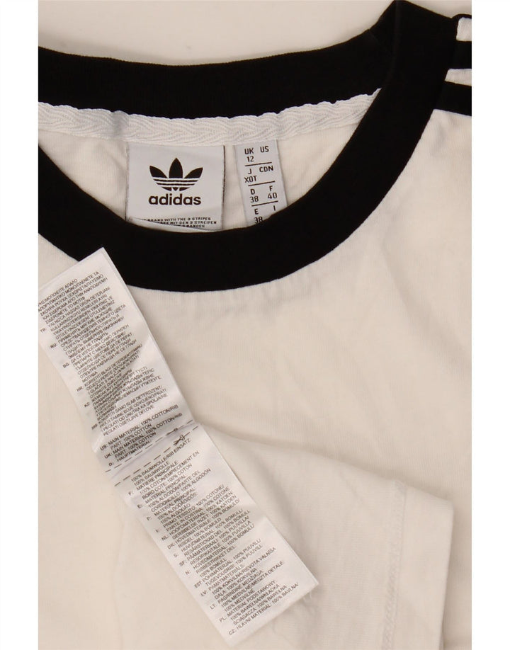 Adidas Womens T-Shirt Top UK 12 Medium White Cotton