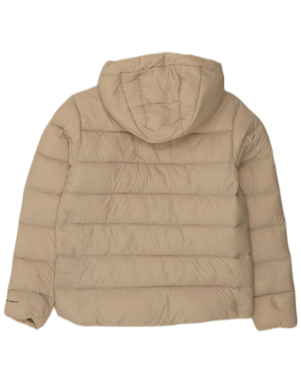 Columbia Womens Omni-Heat Hooded Padded Jacket UK 14 Medium Beige Nylon