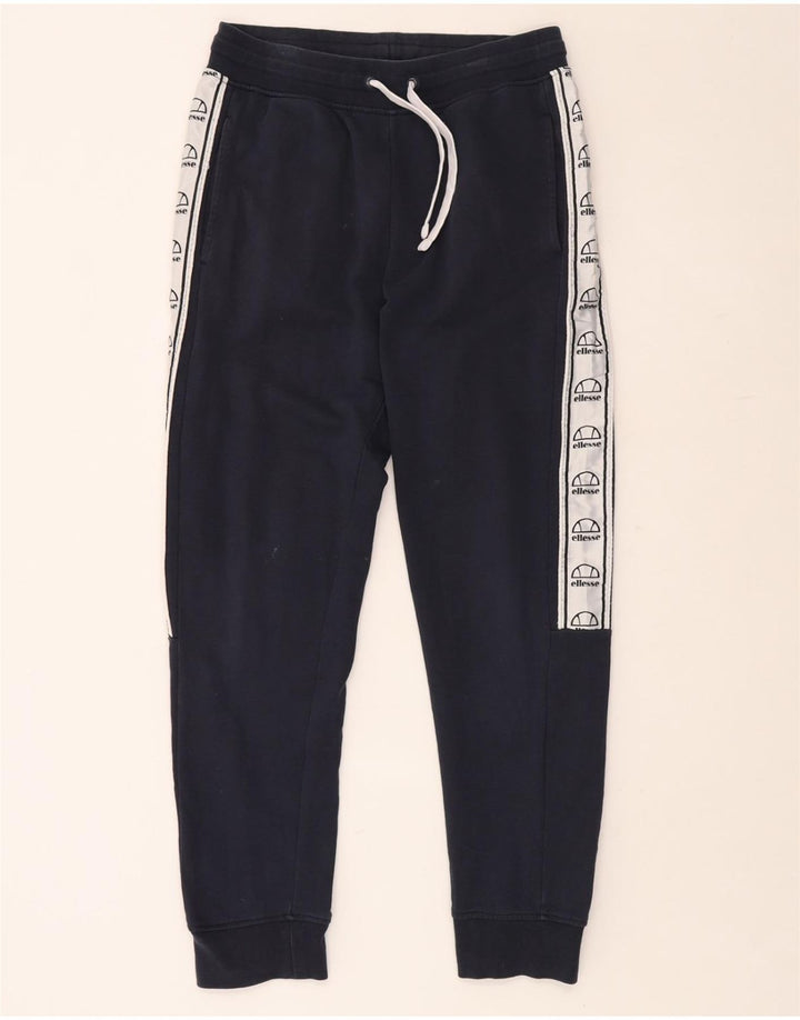 ELLESSE Mens Tracksuit Trousers Joggers Small Navy Blue Colourblock