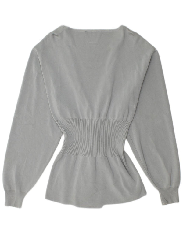 Zara Womens Boat Neck Jumper Sweater UK 10 Small Grey Viscose