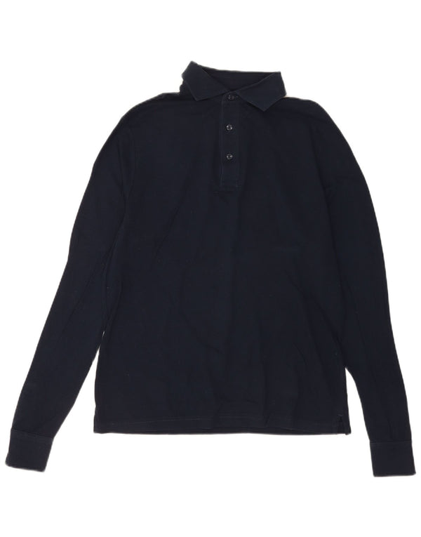 Tommy Hilfiger Mens Long Sleeve Polo Shirt Small Navy Blue Cotton