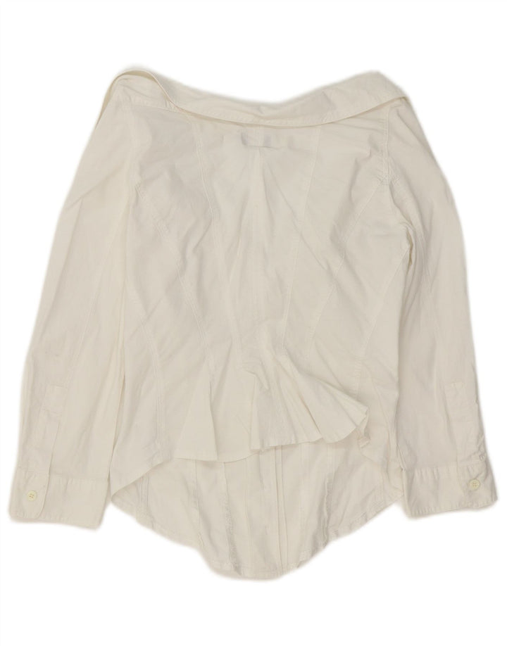 Armani Jeans Womens 3/4 Sleeve Crop Shirt IT 42 Medium White Cotton