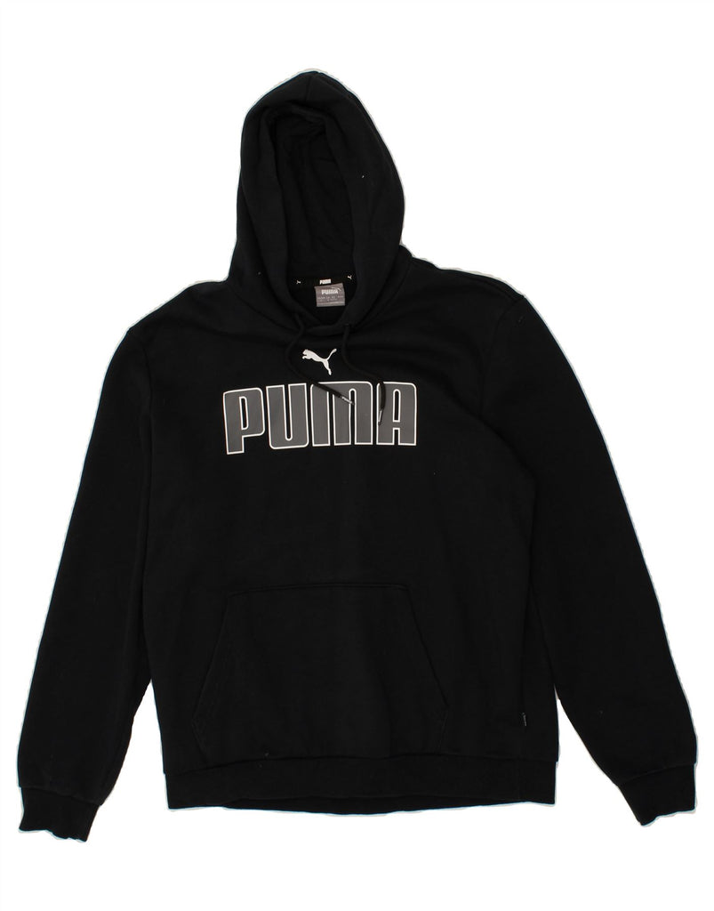 PUMA Mens Graphic Hoodie Jumper Large Black Cotton | Vintage Puma | Thrift | Second-Hand Puma | Used Clothing | Messina Hembry 