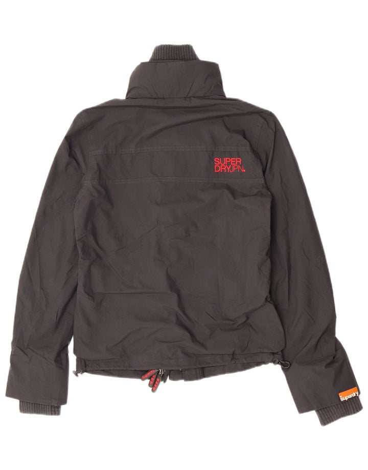 Superdry Womens Graphic Rain Jacket UK 10 Small Grey Nylon