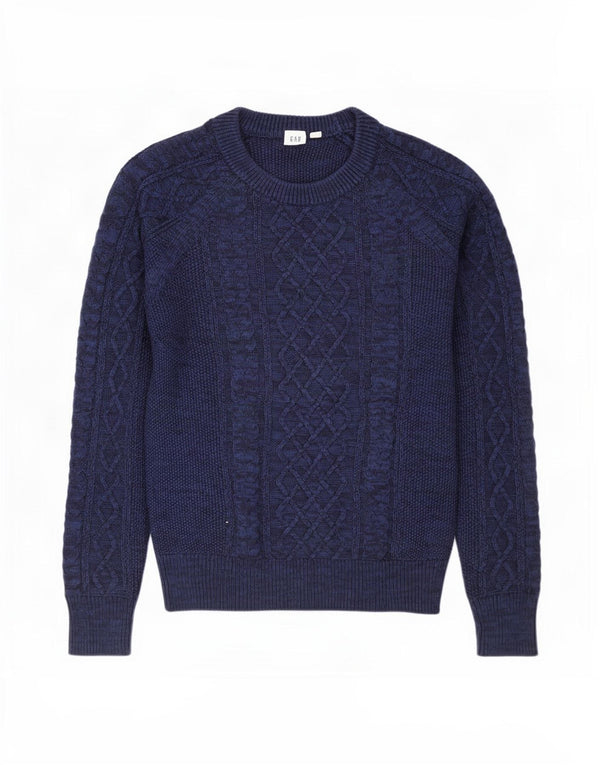 Gap Womens Oversized Boat Neck Jumper Sweater UK 10 Small Navy Blue Flecked