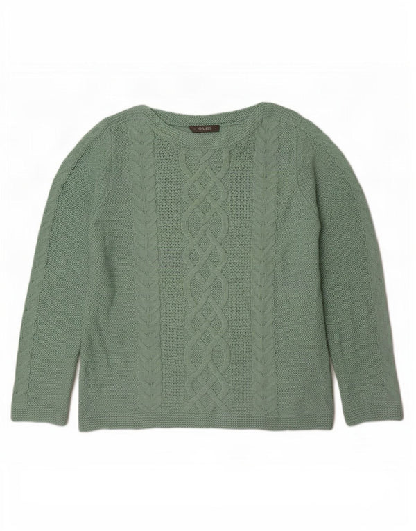 Oasis Womens Boat Neck Jumper Sweater UK 16 Large Green Acrylic