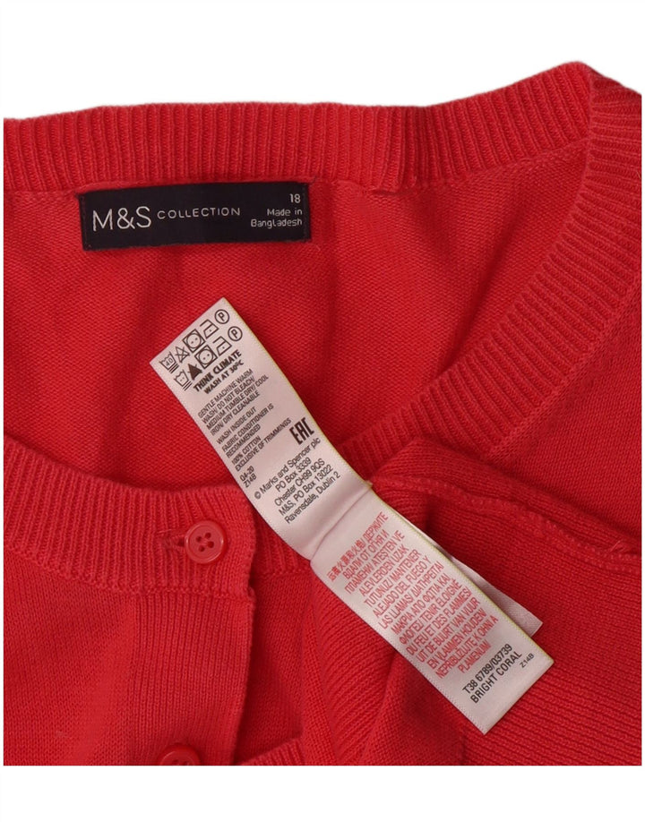 MARKS & SPENCER Womens Cardigan Sweater UK 18 XL Pink Cotton