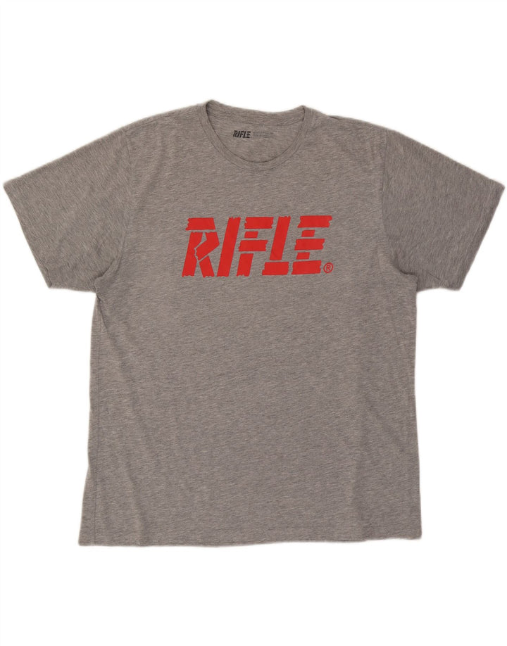 RIFLE Mens Graphic T-Shirt Top XL Grey