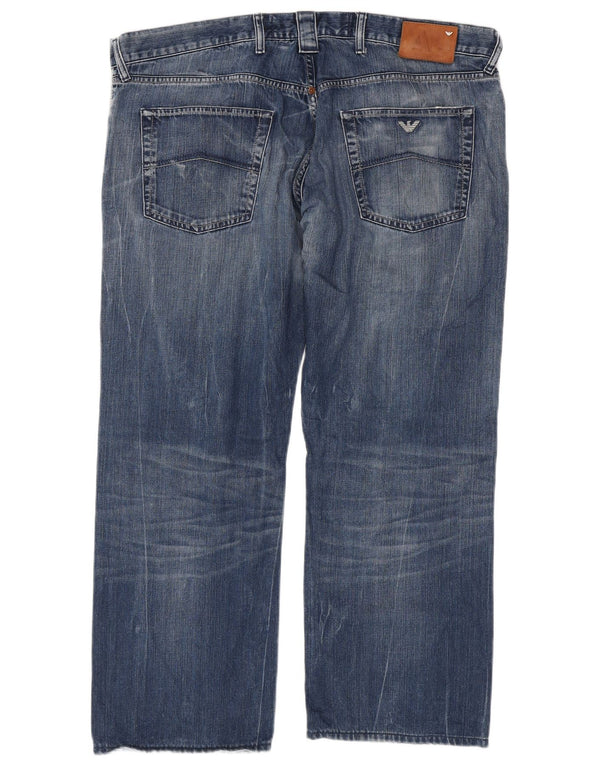 Armani Mens Straight Jeans W40 L29 Blue Cotton