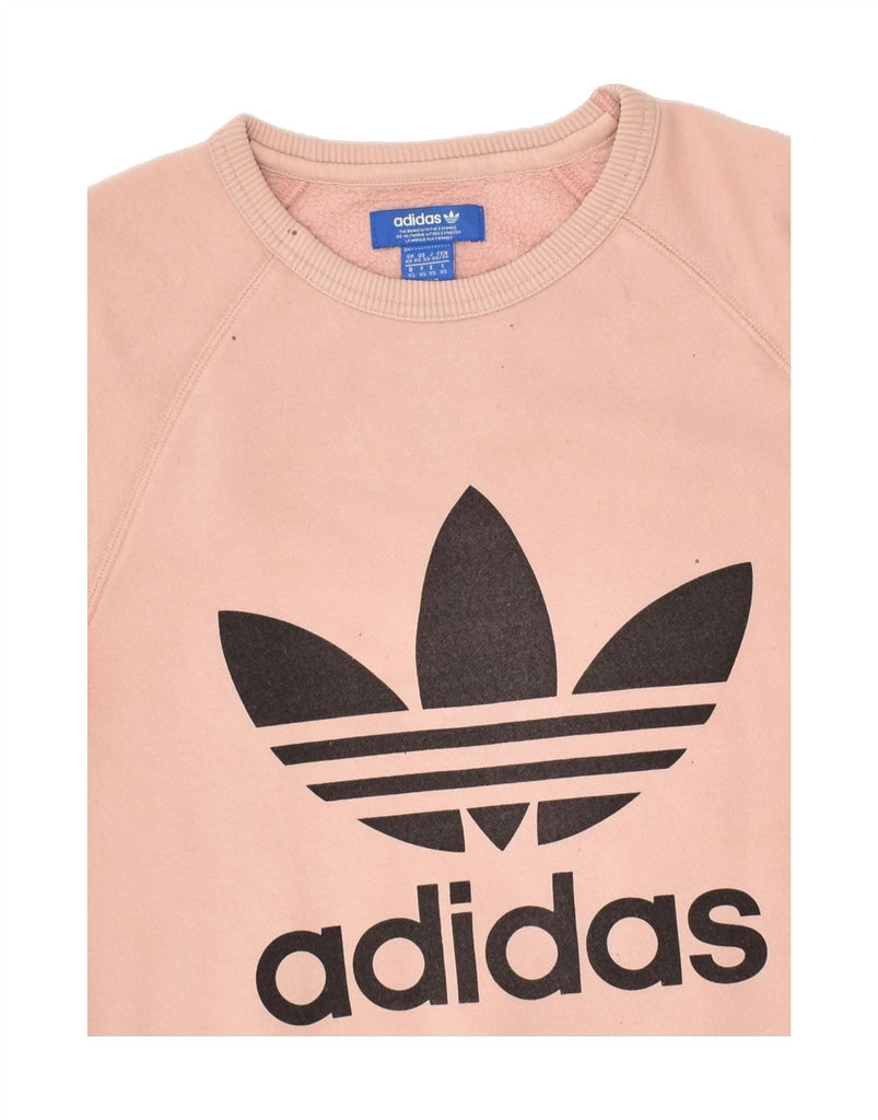 ADIDAS Womens Oversized Graphic Sweatshirt Jumper UK 6 XS Pink Cotton | Vintage Adidas | Thrift | Second-Hand Adidas | Used Clothing | Messina Hembry 