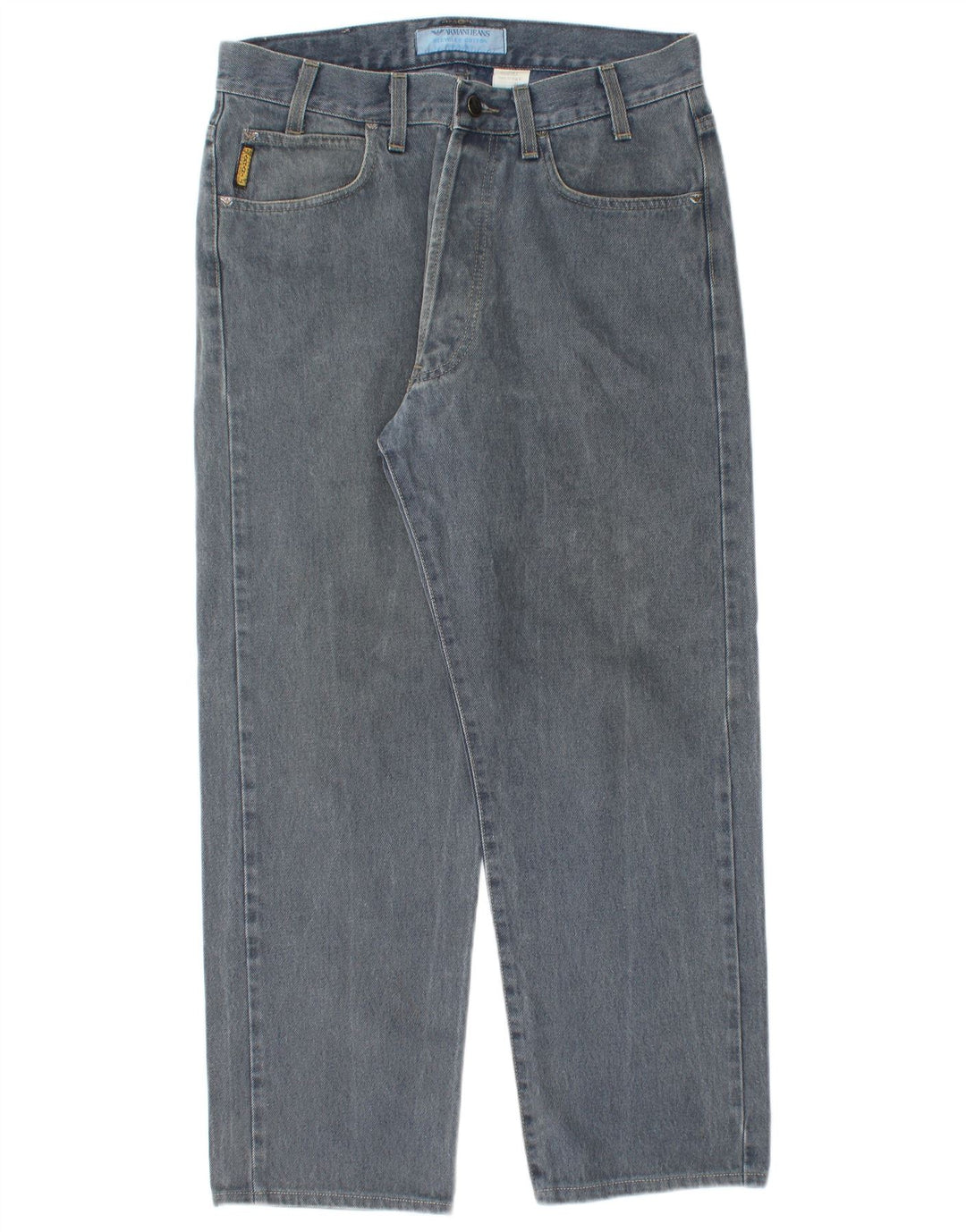 Armani Mens Straight Jeans W33 L27 Blue Cotton