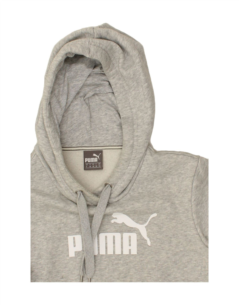 PUMA Womens Graphic Hoodie Jumper UK 10 Small  Grey Cotton | Vintage Puma | Thrift | Second-Hand Puma | Used Clothing | Messina Hembry 