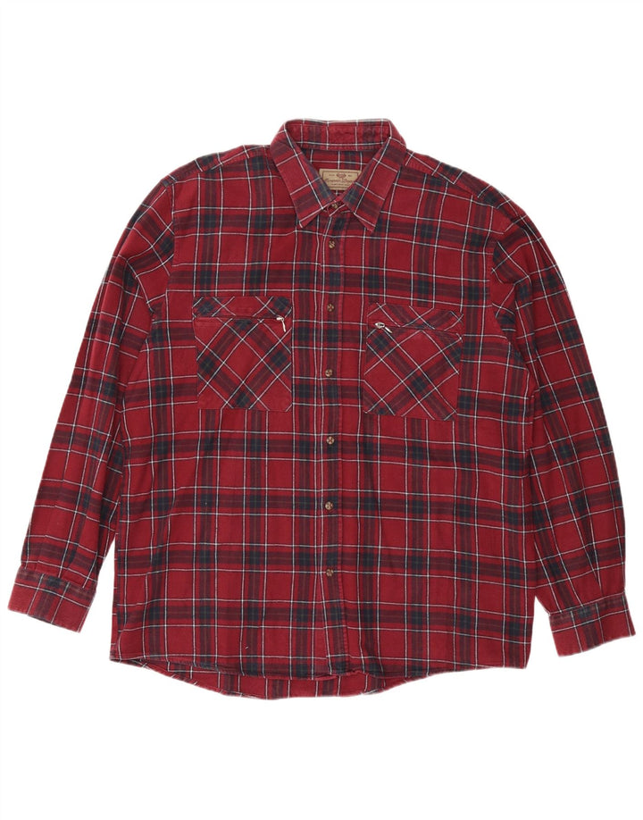 EUROPEAN PROJECT Mens Flannel Shirt XL Burgundy Check Cotton