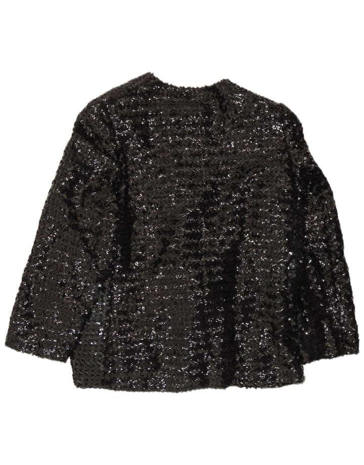 Vintage Womens Sequin Blazer Jacket UK 14 Large Black