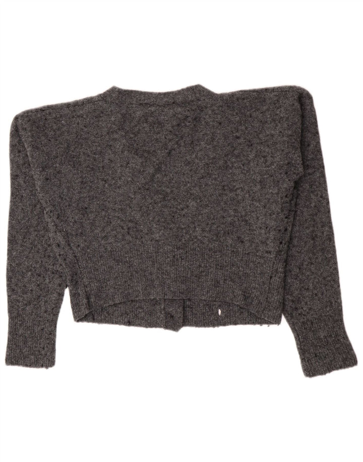 Zara Womens Crop Cardigan Sweater UK 14 Medium Grey Flecked