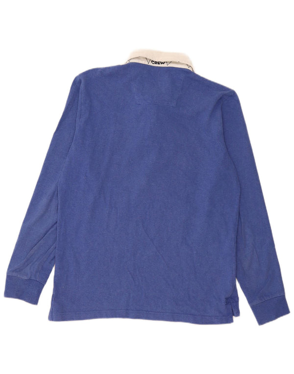 Crew Clothing Mens Long Sleeve Polo Shirt Medium Blue Colourblock Cotton
