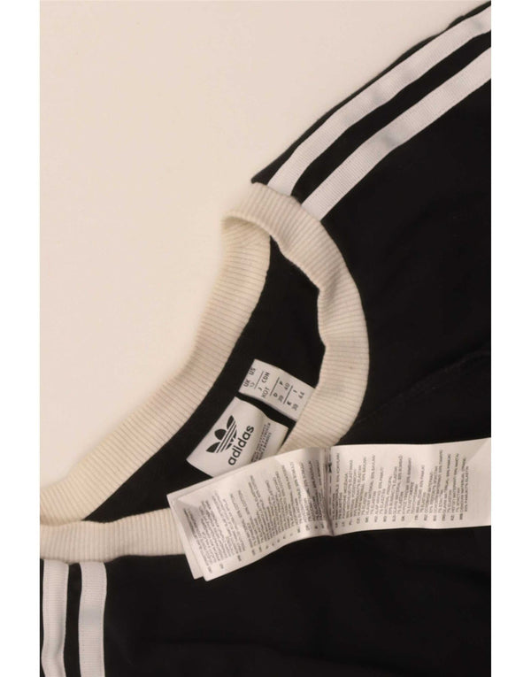 Adidas Womens Top Long Sleeve UK 12 Medium Black Cotton