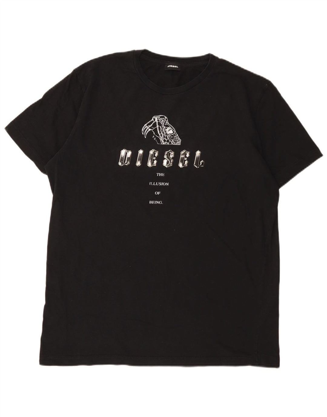 Diesel Mens Graphic T-Shirt Top XL Black Cotton