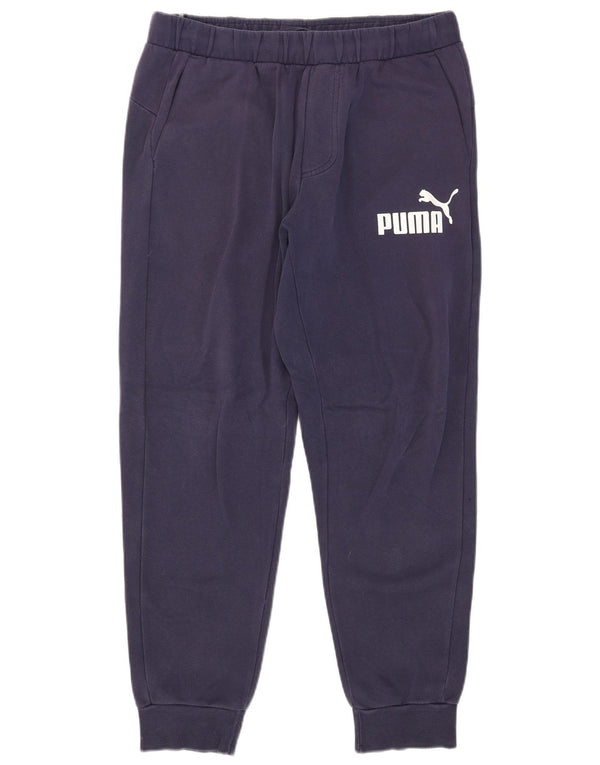 Puma Mens Graphic Tracksuit Trousers Joggers Large Navy Blue Cotton