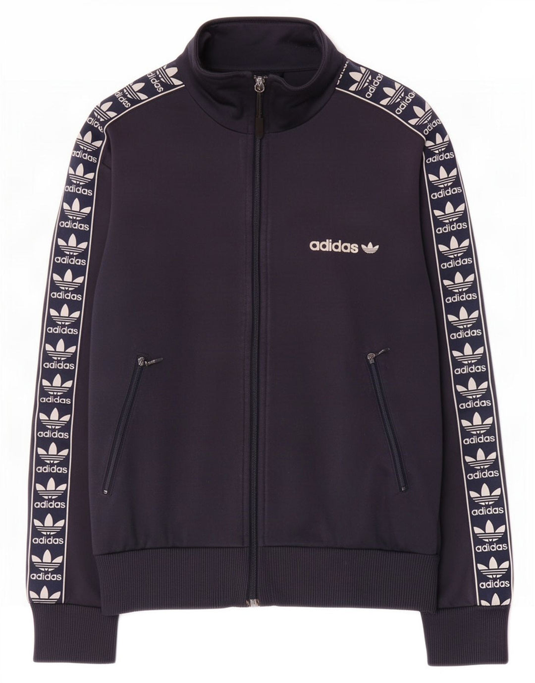 Adidas Mens Graphic Tracksuit Top Jacket XS Navy Blue Polyester