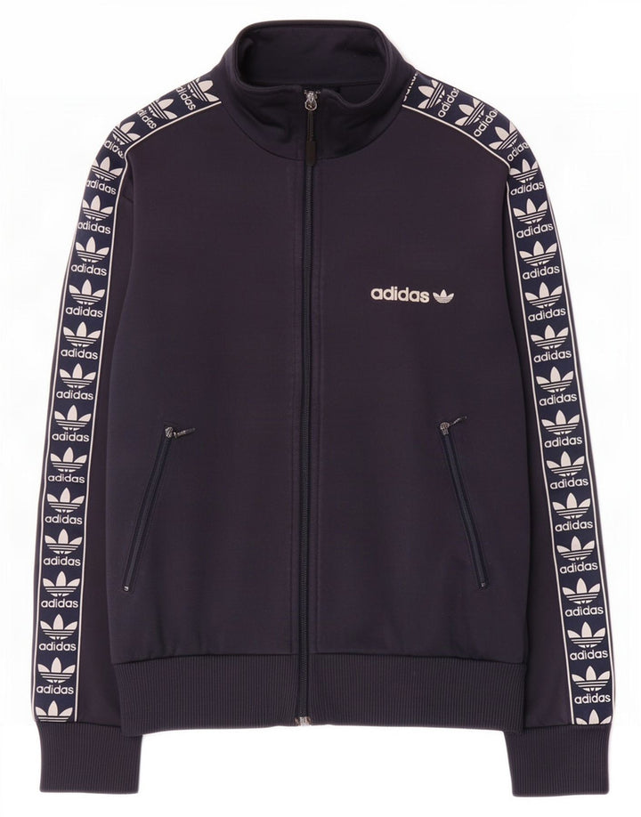 Adidas Mens Graphic Tracksuit Top Jacket XS Navy Blue Polyester