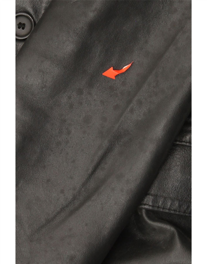 VINTAGE Womens Leather Coat IT 46 Large Black Leather