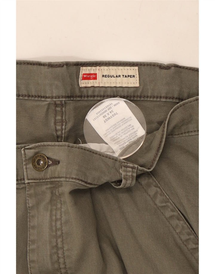 WRANGLER Mens Regular Tapered Cargo Trousers W34 L30 Khaki Cotton