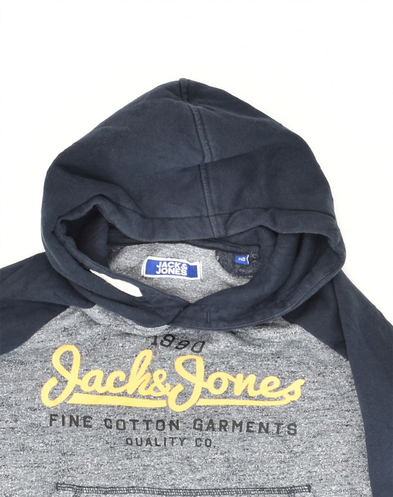 JACK & JONES Boys Graphic Hoodie Jumper 9-10 Years Navy Blue Colourblock | Vintage Jack & Jones | Thrift | Second-Hand Jack & Jones | Used Clothing | Messina Hembry 