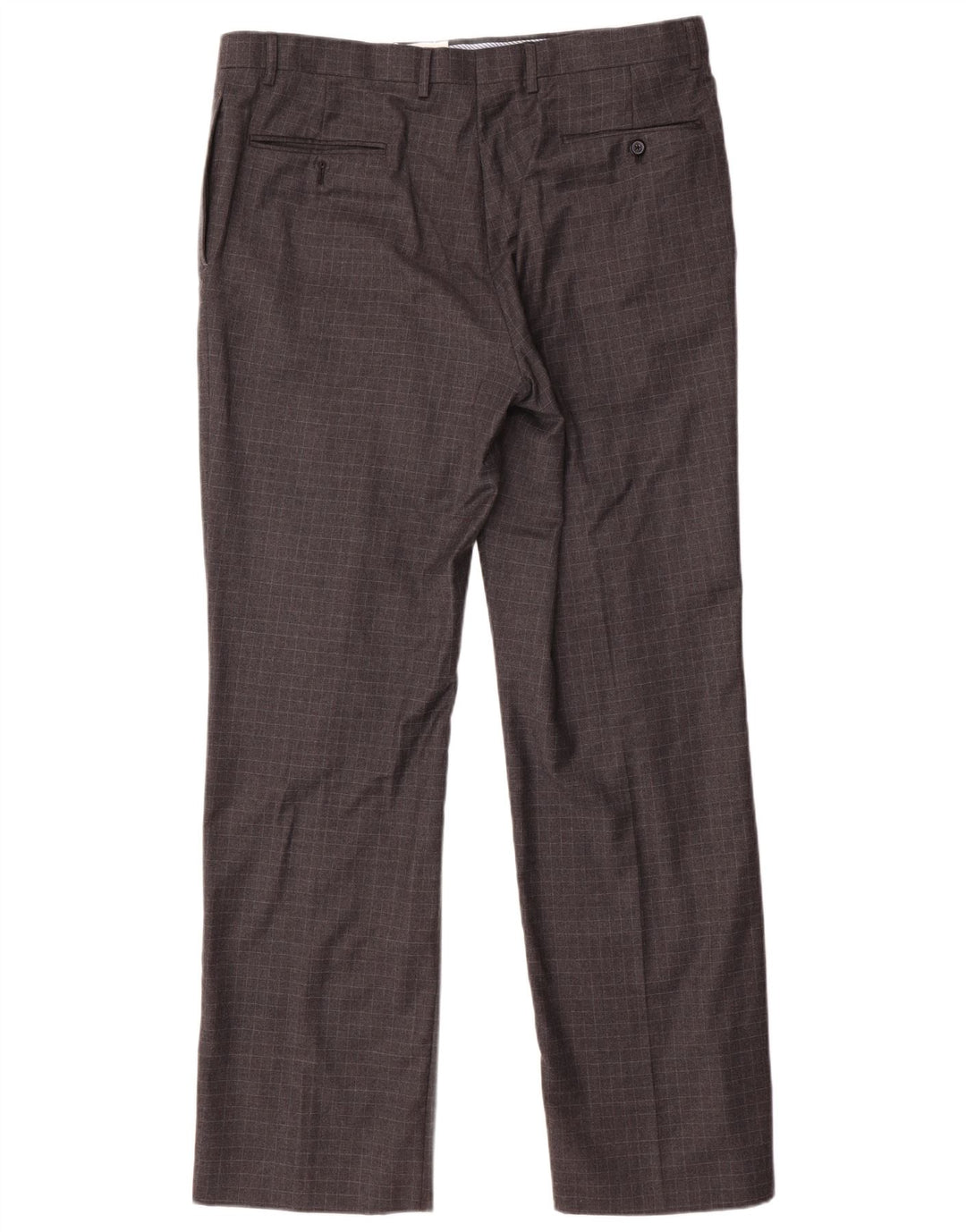 Tommy Hilfiger Mens Straight Suit Trousers W34 L33 Grey Check Wool