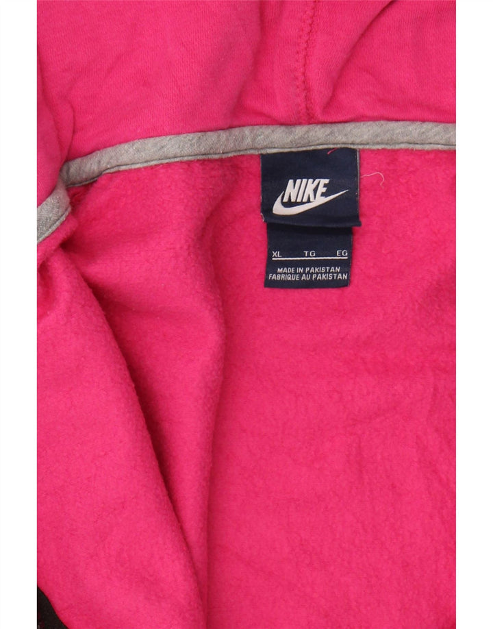 NIKE Womens Zip Hoodie Sweater UK 18 XL Pink Cotton