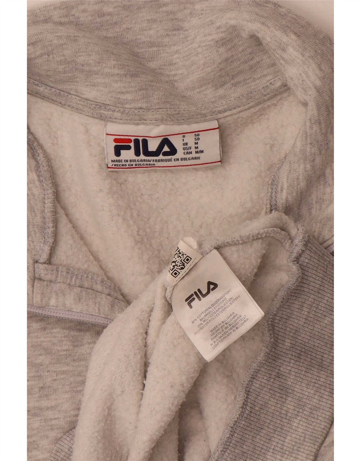 Fila Mens Zip Neck Sweatshirt Jumper Medium Grey Flecked Cotton