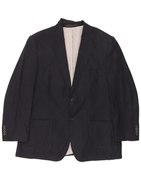 Marks & Spencer Mens 2 Button Blazer Jacket UK 44 XL Navy Blue Linen
