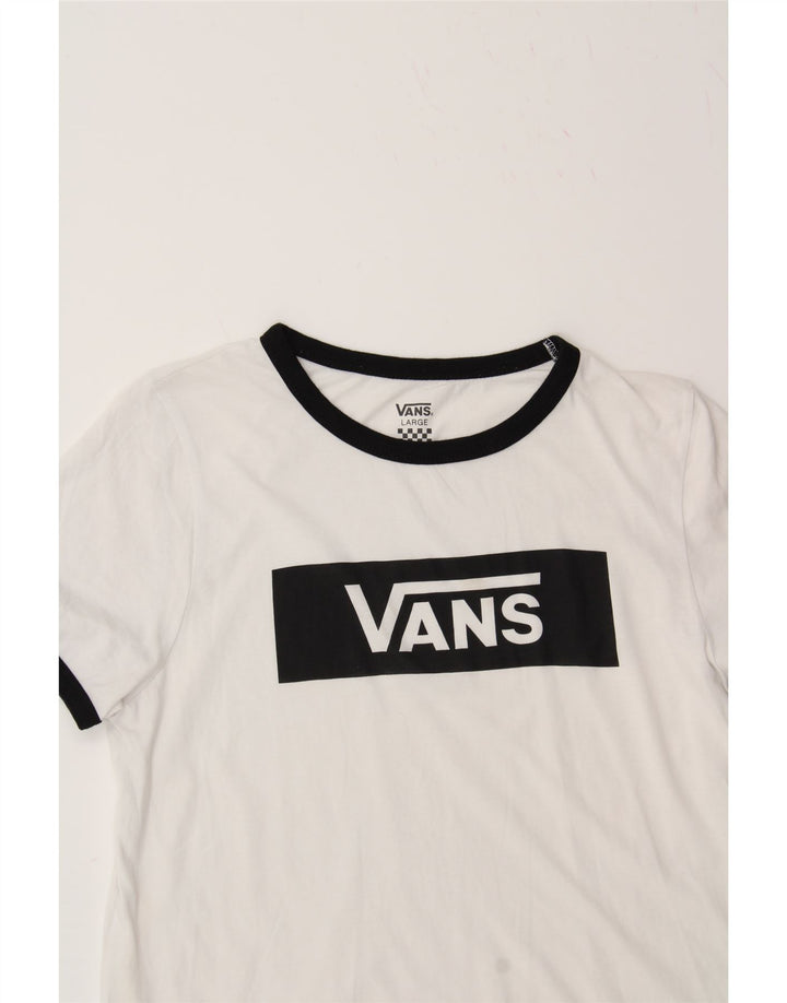 VANS Womens Graphic T-Shirt Top UK 14 Large White Vintage Vans and Second-Hand Vans from Messina Hembry 