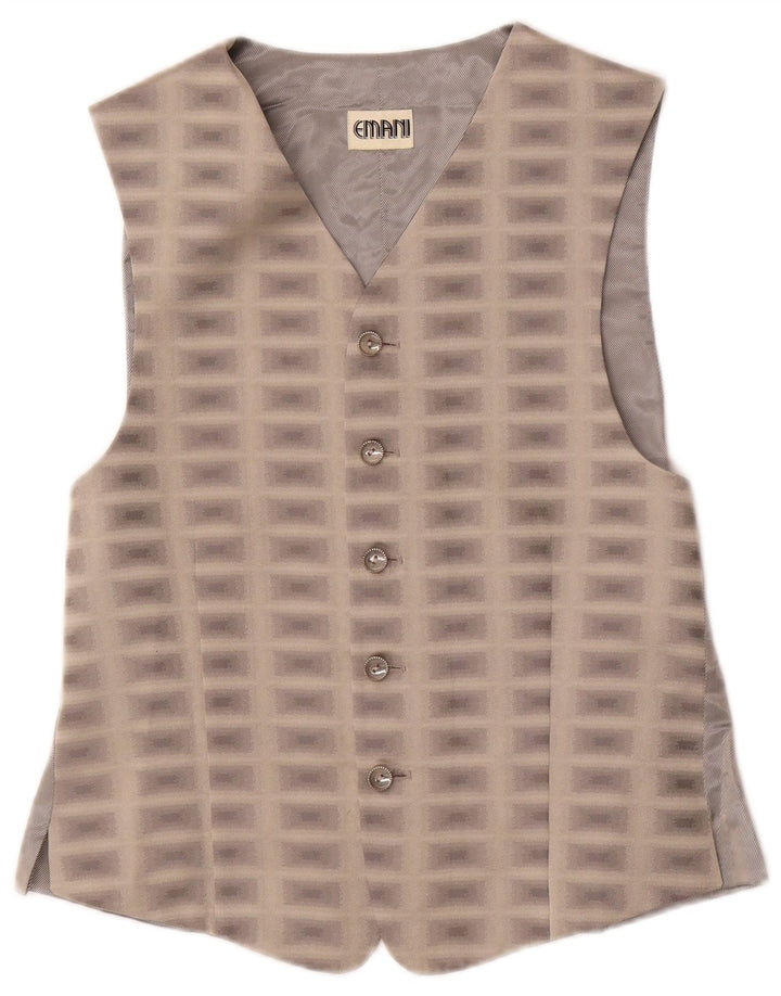 Emani Mens Waistcoat Small Grey Geometric