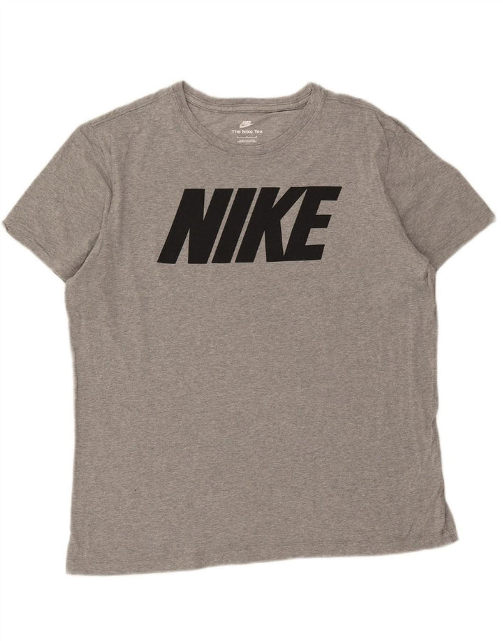 NIKE Mens Graphic T-Shirt Top Large Grey Cotton