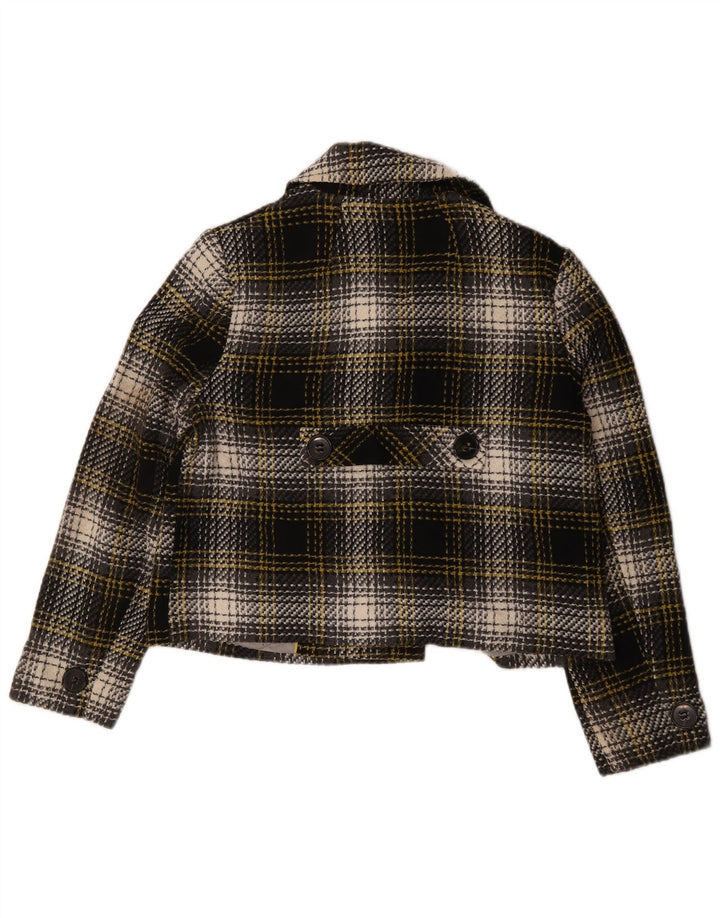 Marks & Spencer Womens Short Pea Coat UK 14 Large Black Check Acrylic