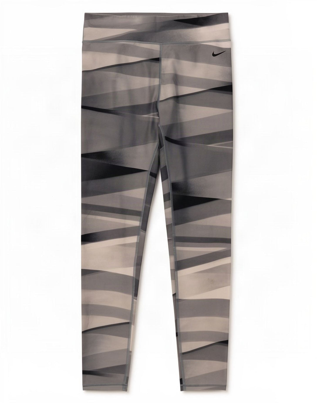 Nike Womens Dri Fit Leggings UK 12 Medium Grey Geometric Polyester