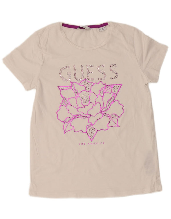 GUESS Girls Graphic T-Shirt Top 13-14 Years White Cotton