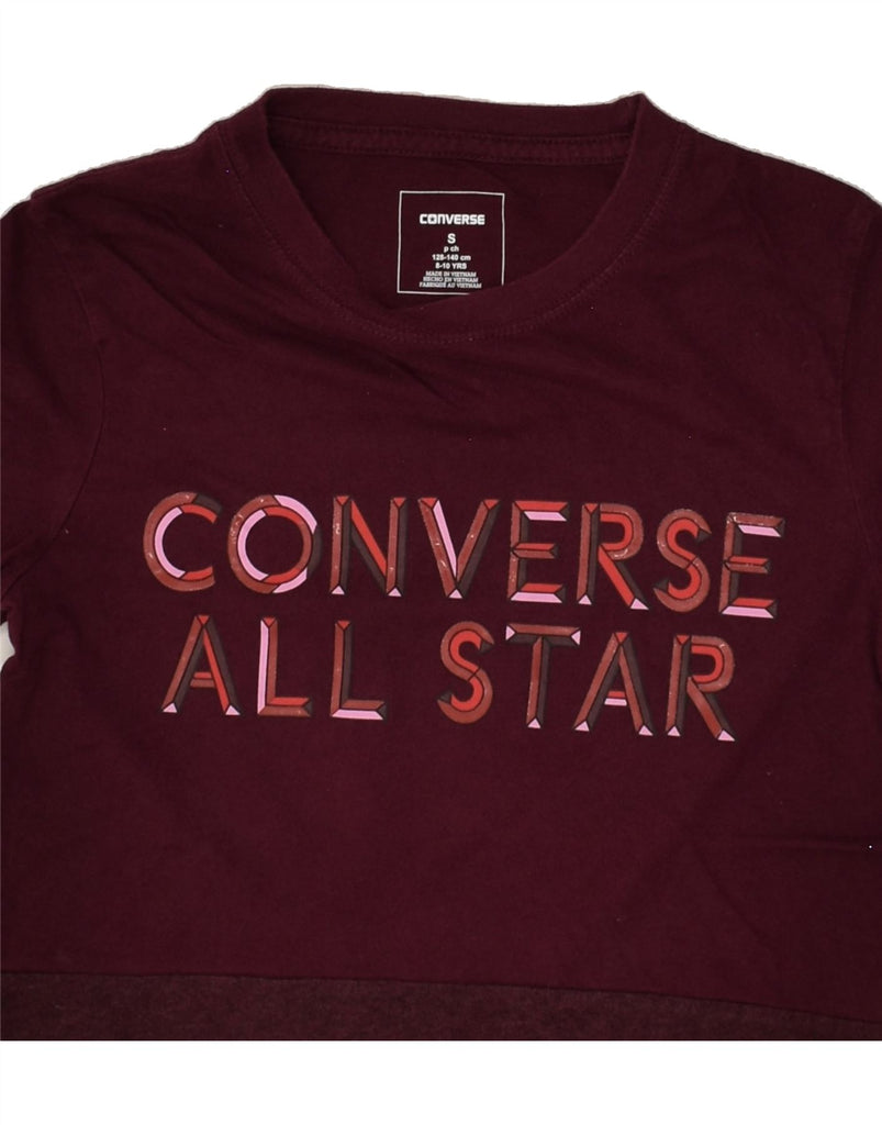 CONVERSE Boys Graphic T-Shirt Top 8-9 Years Small  Burgundy Cotton | Vintage Converse | Thrift | Second-Hand Converse | Used Clothing | Messina Hembry 