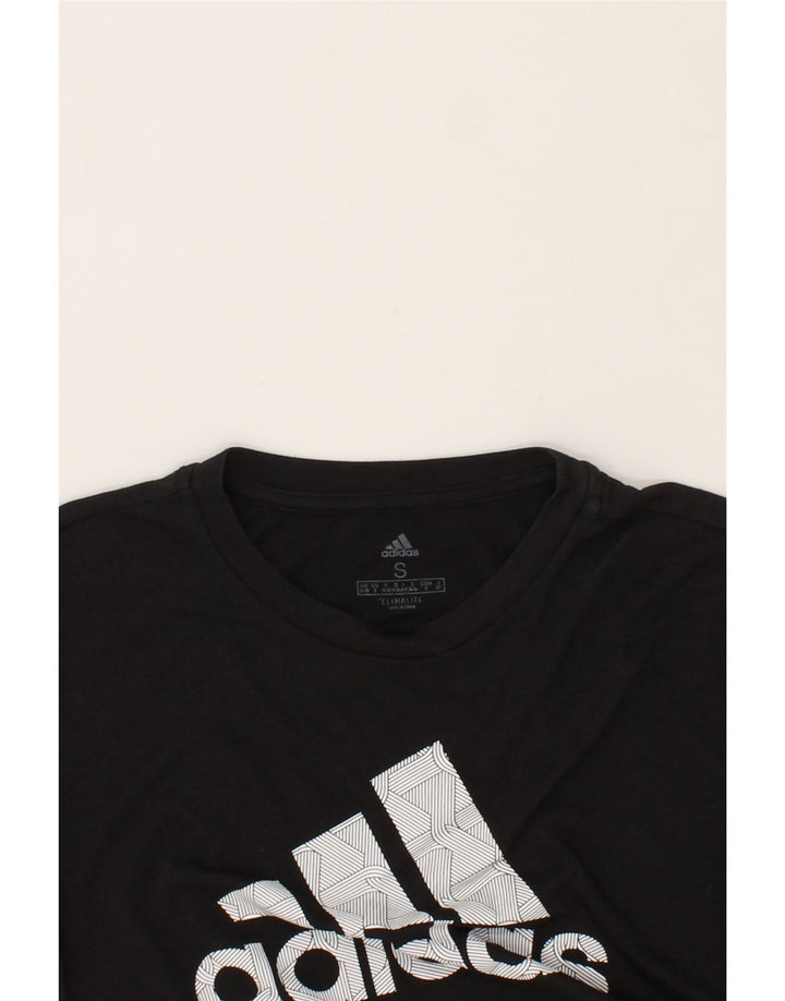 ADIDAS Womens Climalite Graphic T-Shirt Top UK 8/10 Small Black Polyester Vintage Adidas and Second-Hand Adidas from Messina Hembry 