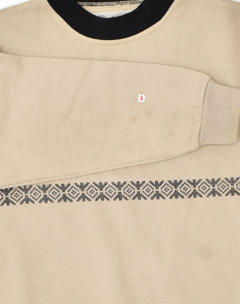 VINTAGE Mens Crew Neck Jumper Sweater Large Beige Cotton | Vintage Vintage | Thrift | Second-Hand Vintage | Used Clothing | Messina Hembry 