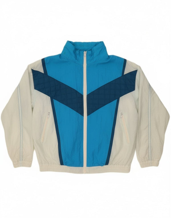 Vintage Womens Graphic Tracksuit Top Jacket UK 18 XL Blue Colourblock
