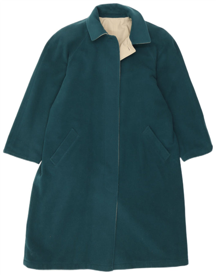 Vintage Womens Reversible Overcoat EU 40 Medium Green Wool